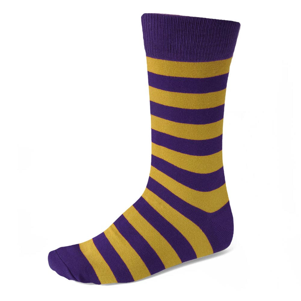 Men's Dark Purple and Gold Striped Socks TieMart Men's Dark Purple and Gold Striped Socks TieMart