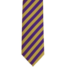 Load image into Gallery viewer, Dark purple and gold striped tie front view