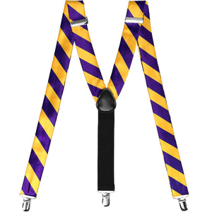 Pair of dark purple and golden yellow striped suspenders
