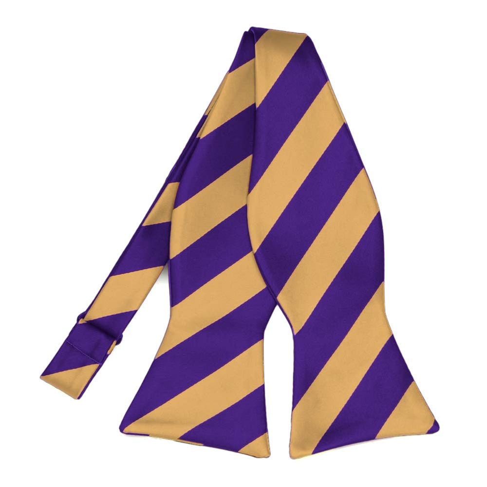 Dark Purple and Honey Gold Striped Self-Tie Bow Tie