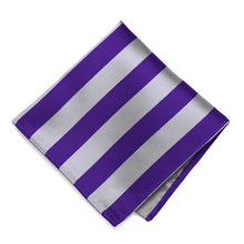 Load image into Gallery viewer, Dark Purple and Silver Striped Pocket Square