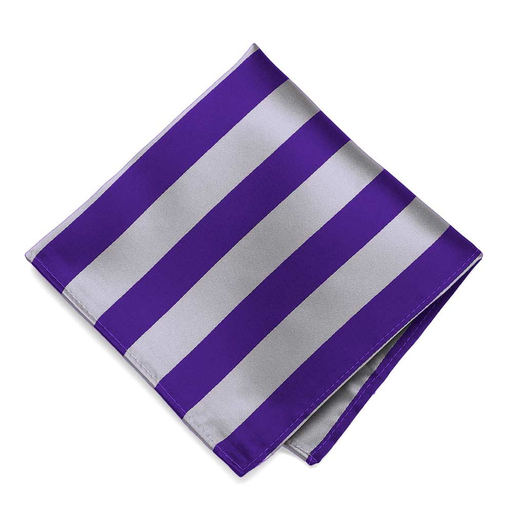Dark Purple and Silver Striped Pocket Square