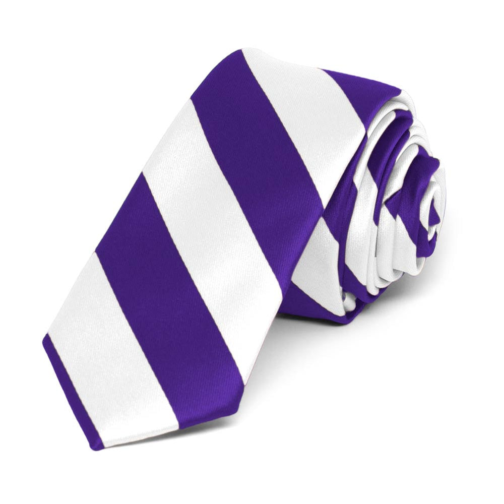 Dark Purple and White Striped Skinny Tie, 2