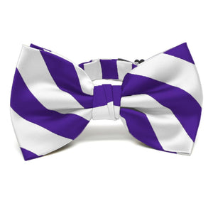 Dark Purple and White Striped Bow Tie