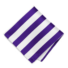 Load image into Gallery viewer, Dark Purple and White Striped Pocket Square
