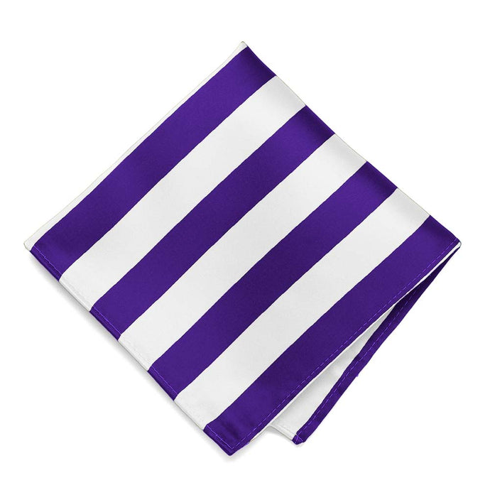 Dark Purple and White Striped Pocket Square