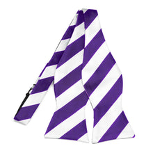 Load image into Gallery viewer, Dark Purple and White Striped Self-Tie Bow Tie