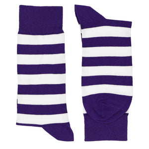 Pair of men's dark purple and white striped socks