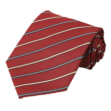Load image into Gallery viewer, Crimson Red Stanley Striped Necktie