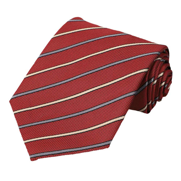 Crimson Red Stanley Striped Necktie