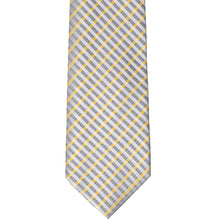 Load image into Gallery viewer, Front view of a dark silver and yellow gingham tie