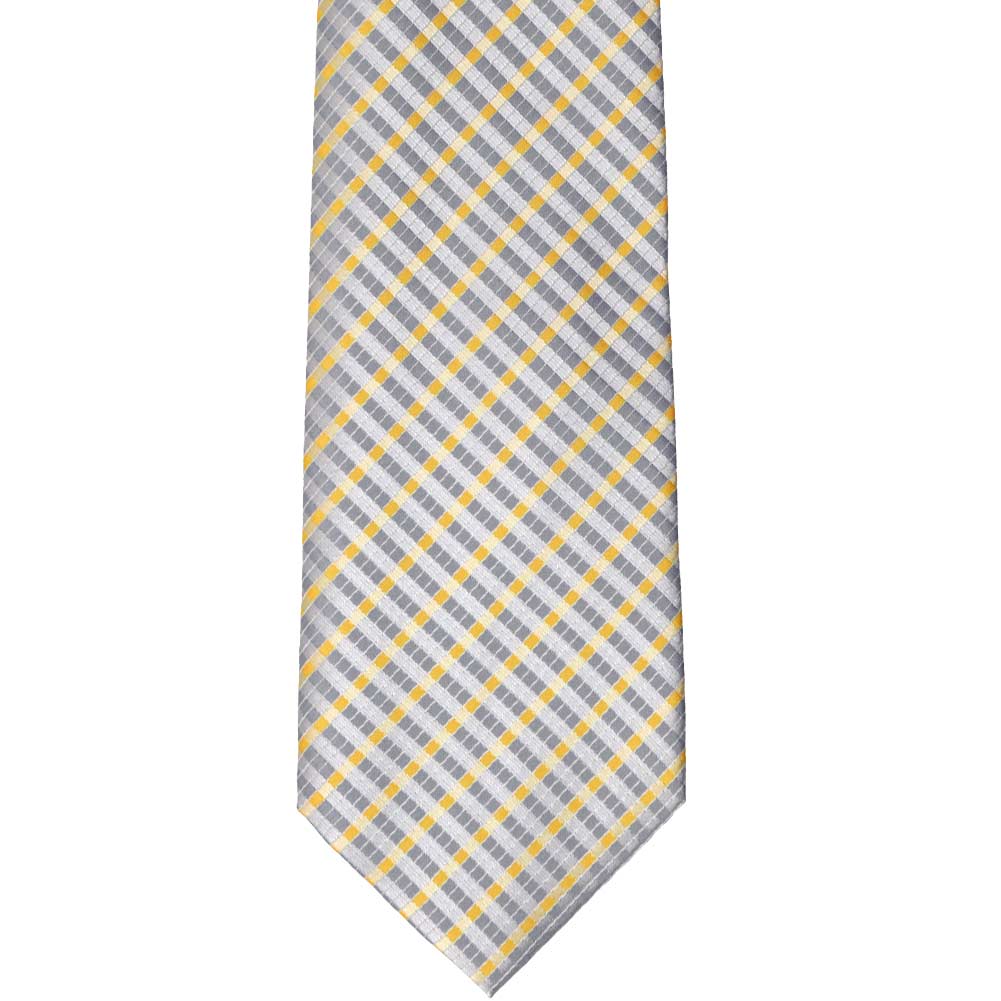 Dark Silver Plaid Extra Long Tie | Shop at TieMart – TieMart, Inc.