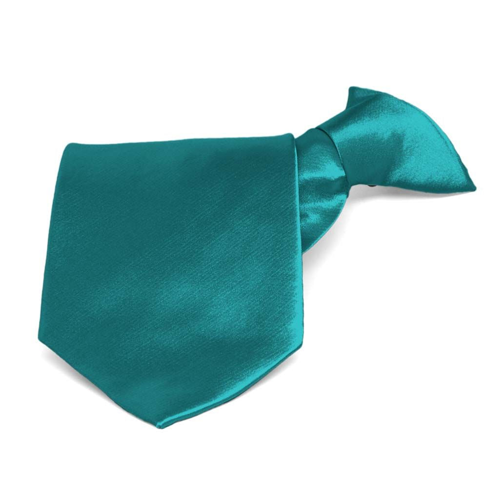 Deep Aqua Solid Color Clip-On Tie