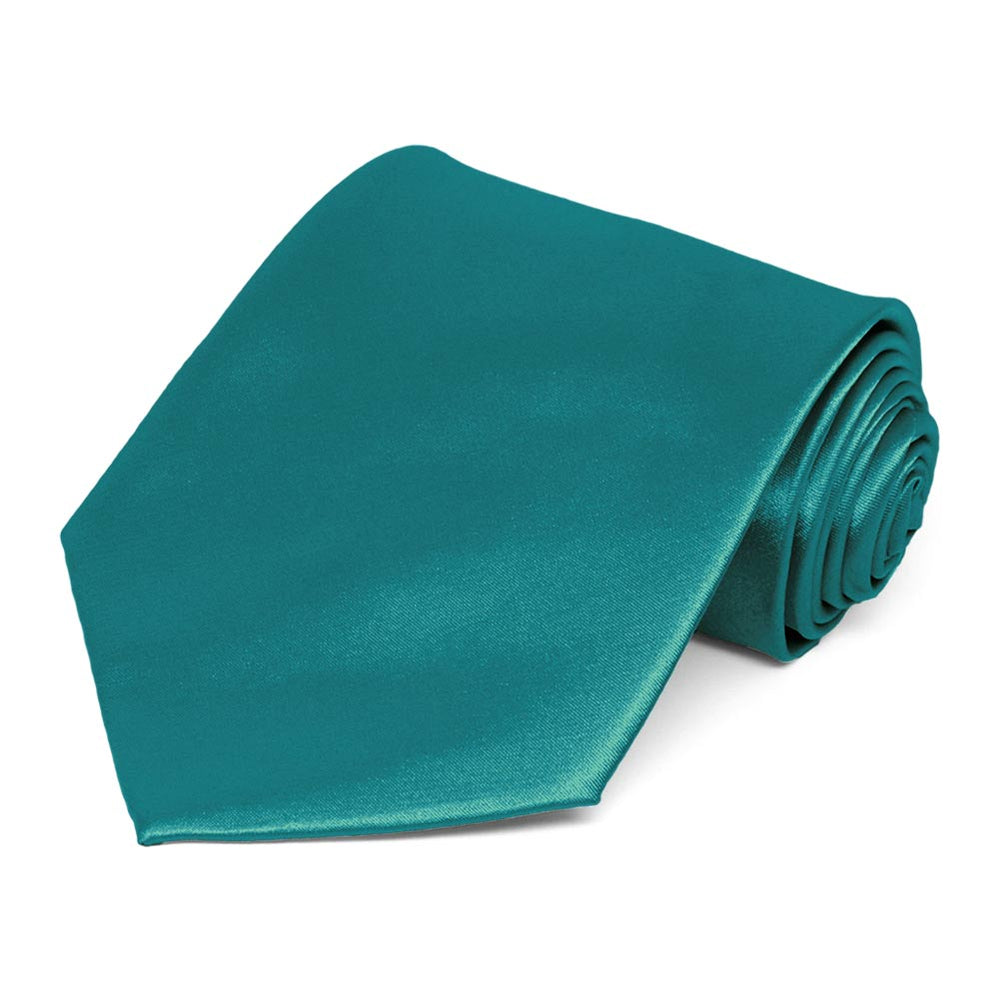 Deep Aqua Extra Long Solid Color Necktie