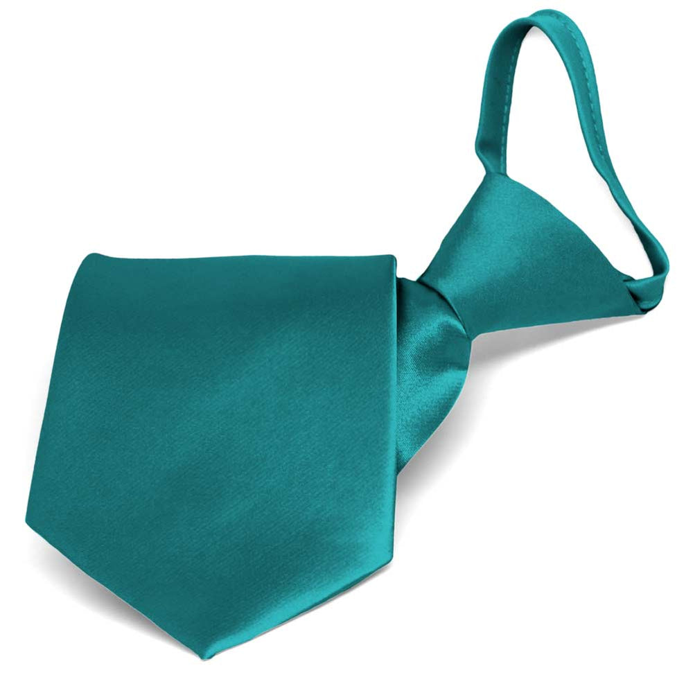 Deep Aqua Solid Color Zipper Tie