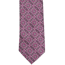 Load image into Gallery viewer, Front view of a deep magenta floral tie