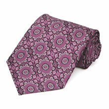 Load image into Gallery viewer, Deep Magenta Emma Floral Pattern Extra Long Necktie