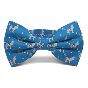 Democrat donkey pattern bow tie in blue.