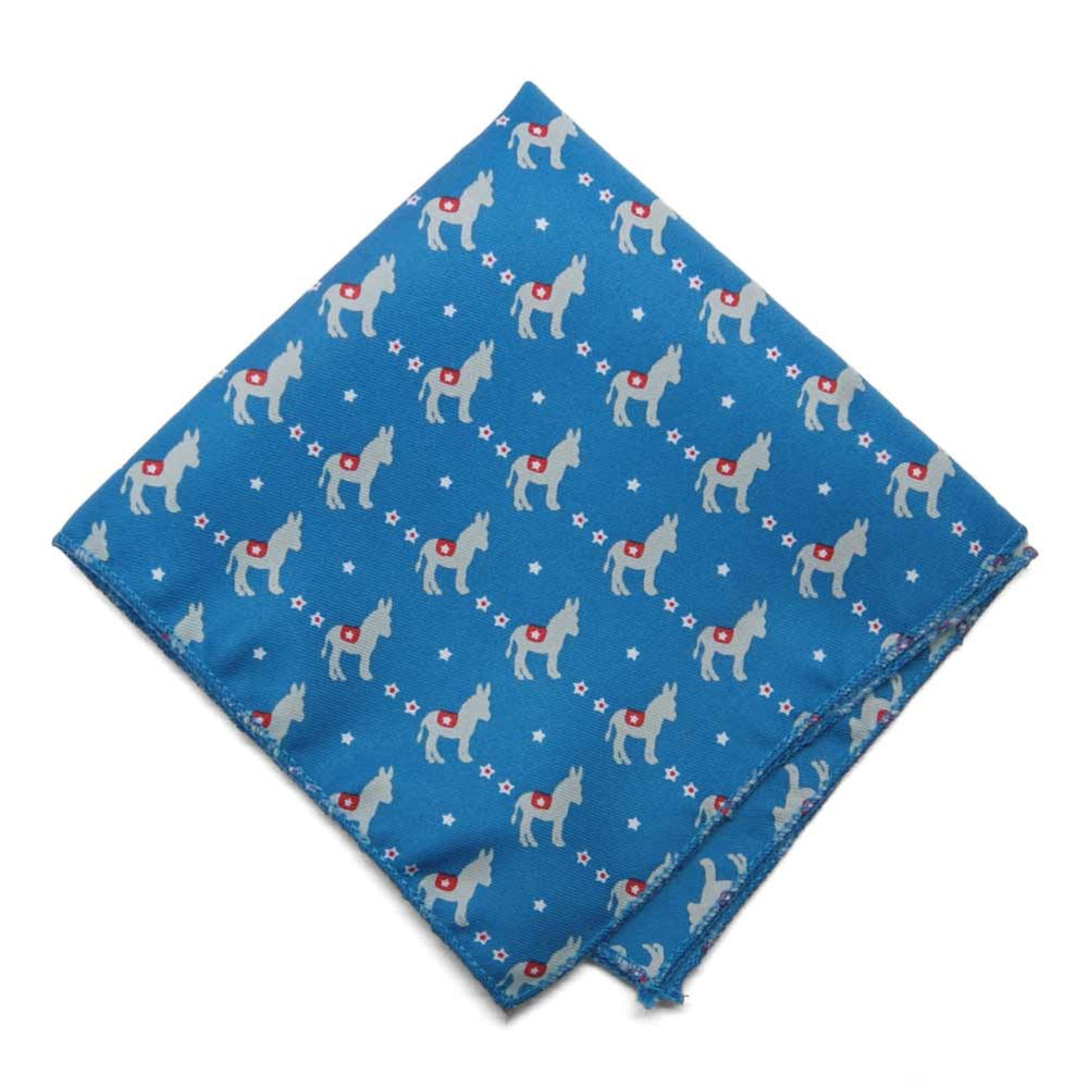 Democrat donkey pattern pocket square  in blue.