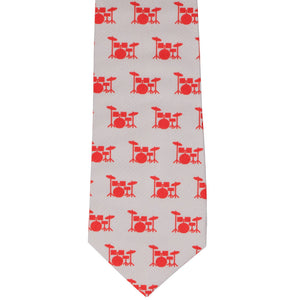 Red and gray drum set novelty tie