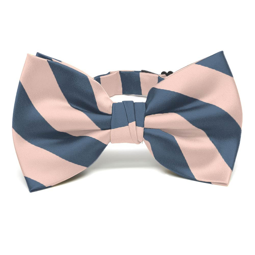 Dusty Blue and Petal Striped Bow Tie