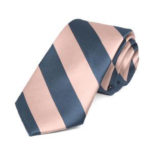 Dusty Blue and Petal Striped Slim Tie, 2.5" Width