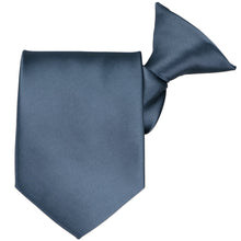 Load image into Gallery viewer, A dusty blue clip-on tie, folded to show the pre-tied knot and tie tip
