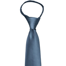 Load image into Gallery viewer, The knot and neck loop on a dusty blue zipper tie