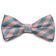 Load image into Gallery viewer, Dusty Pink and Blue Formal Striped Bow Tie
