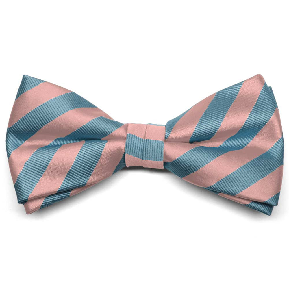 Dusty Pink and Blue Formal Striped Bow Tie