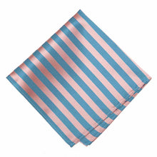 Load image into Gallery viewer, Dusty Pink and Blue Formal Striped Pocket Square