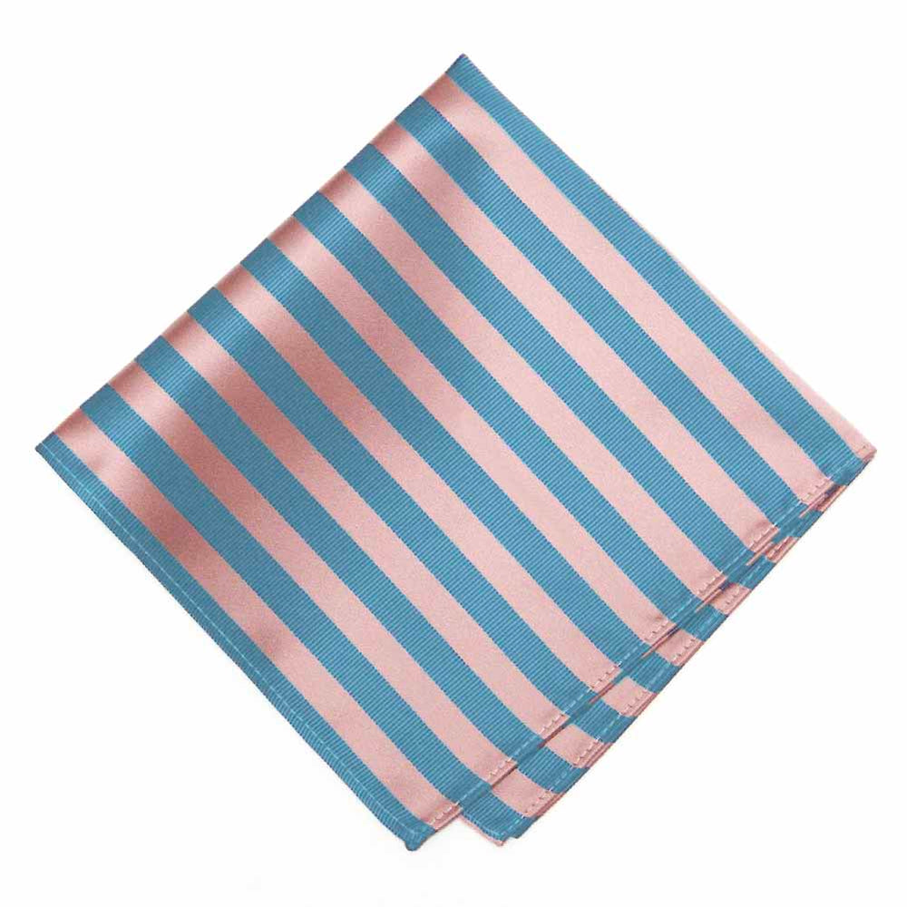 Dusty Pink and Blue Formal Striped Pocket Square