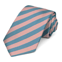 Load image into Gallery viewer, Dusty Pink and Blue Formal Striped Tie