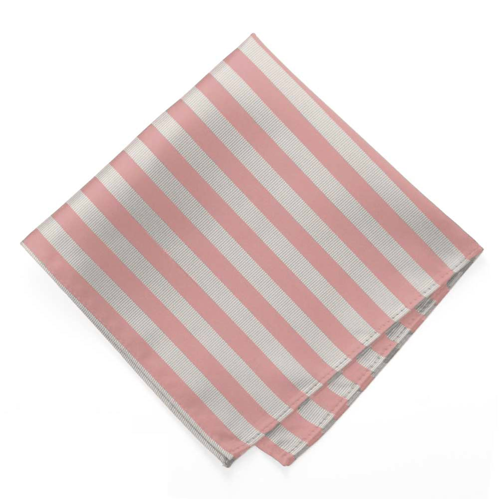 Dusty Pink and Light Gray Formal Striped Pocket Square
