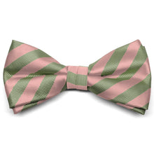 Load image into Gallery viewer, Dusty Pink and Peridot Formal Striped Bow Tie