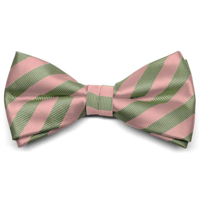 Dusty Pink and Peridot Formal Striped Bow Tie
