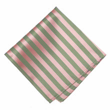 Load image into Gallery viewer, Dusty Pink and Peridot Formal Striped Pocket Square