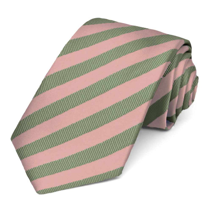 Dusty Pink and Peridot Formal Striped Tie