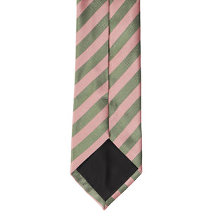 Dusty pink and peridot striped tie, back view