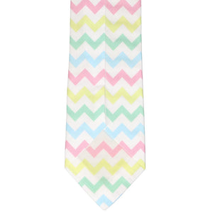 Back of necktie with a large chevron pattern in spring colors