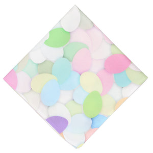 A pastel egg pattern on a folded pocket square