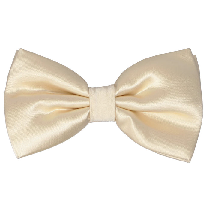 Off-white solid color bow tie, pre-tied