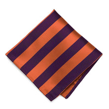 Load image into Gallery viewer, Eggplant and Burnt Orange Striped Pocket Square