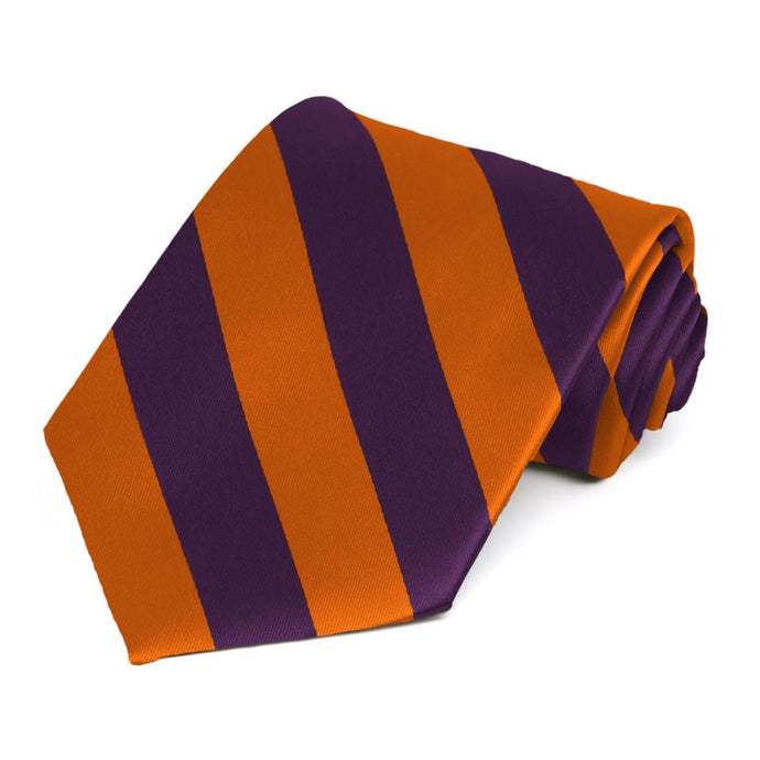 Eggplant and Burnt Orange Striped Tie