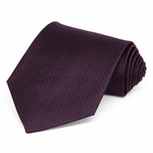 Load image into Gallery viewer, Eggplant Purple Herringbone Silk Extra Long Necktie