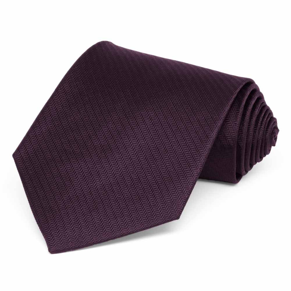 Eggplant Purple Herringbone Silk Necktie