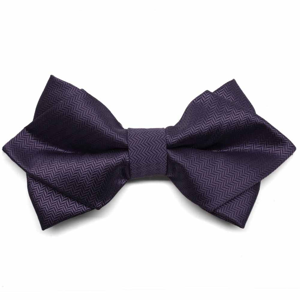 Lapis Purple Herringbone Diamond Tip Bow Tie