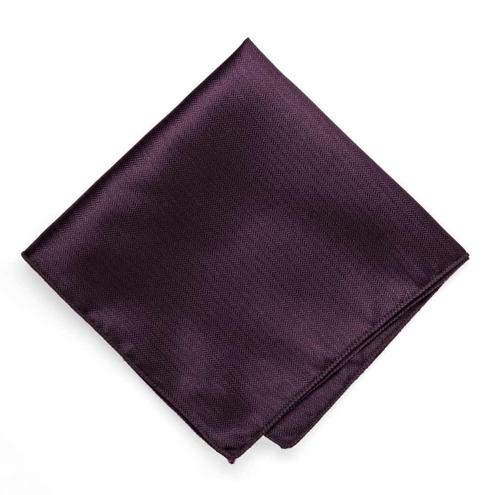 Eggplant Purple Herringbone Silk Pocket Square