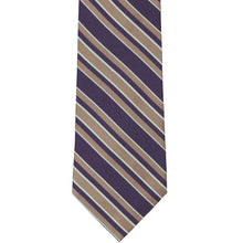 Load image into Gallery viewer, Purple and brown striped tie, front view