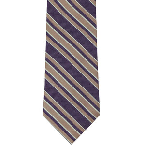 Purple and brown striped tie, front view